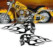 Taosunzt 2Pcs Universal Motorcycle Motorbike Gas Tank Skull Flame Decals Sticker Decor